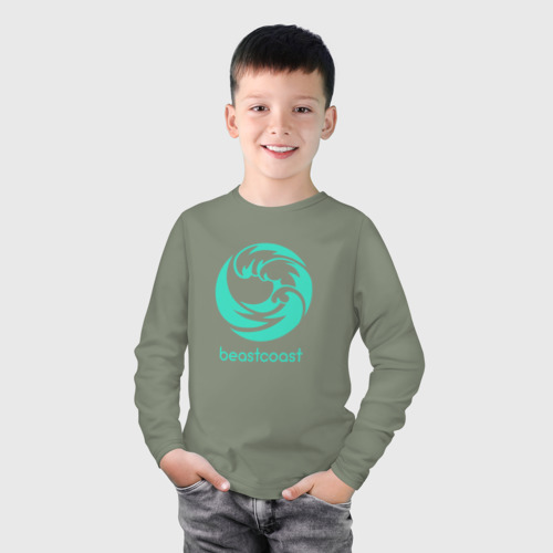 Детский лонгслив хлопок с принтом Beastcoast logo, фото на моделе #1