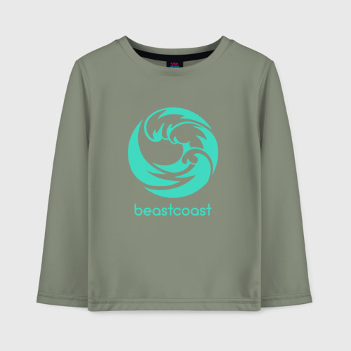 Детский лонгслив хлопок с принтом Beastcoast logo, вид спереди #2