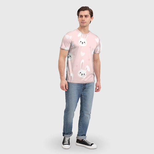 Мужская футболка 3D Милые кролики паттерном, цвет 3D печать - фото 5