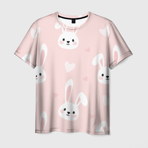Мужская футболка 3D Милые кролики паттерном, цвет 3D печать