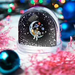 Игрушка Снежный шар Skeleton astronaut eats pizza while sitting on the moon - фото 2