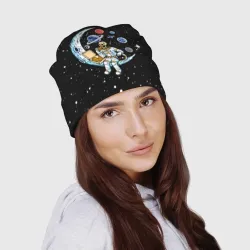 Шапка 3D Skeleton astronaut eats pizza while sitting on the moon - фото 2