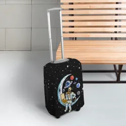 Чехол для чемодана 3D Skeleton astronaut eats pizza while sitting on the moon - фото 2