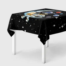 Скатерть 3D Skeleton astronaut eats pizza while sitting on the moon