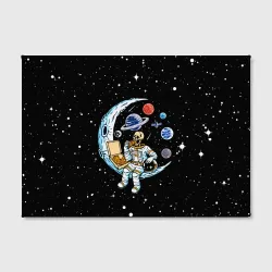 Холст прямоугольный Skeleton astronaut eats pizza while sitting on the moon - фото 2