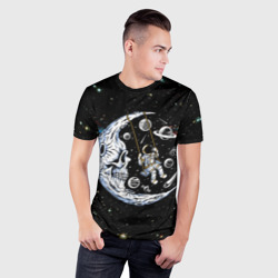 Мужская футболка 3D Slim Космические качели - череп - фото 2