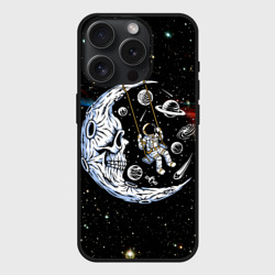 Чехол силиконовый для Apple iPhone 15 Pro матовый Космические качели - череп