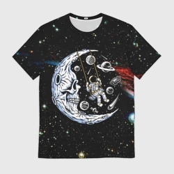 Мужская футболка 3D Космические качели - череп