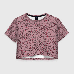 Женская футболка Crop-top 3D Абстракция круги розовый