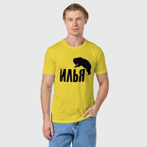 Мужская футболка хлопок Илья и медведь, цвет желтый - фото 3