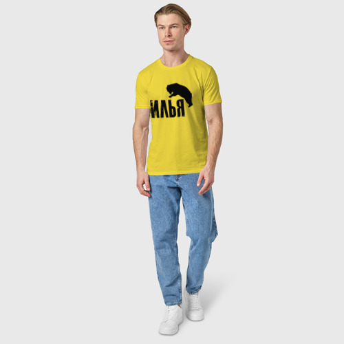 Мужская футболка хлопок Илья и медведь, цвет желтый - фото 5