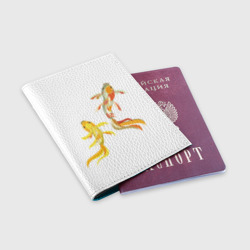 Обложка для паспорта матовая кожа Пляшущие карпы - фото 2
