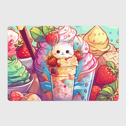 Магнитный плакат 3Х2 Клубничное мороженое и котик