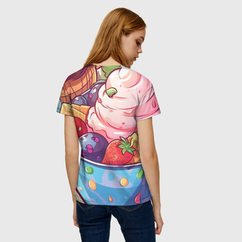 Женская футболка 3D с принтом Пушистый песик в  коктейле, вид сзади #2