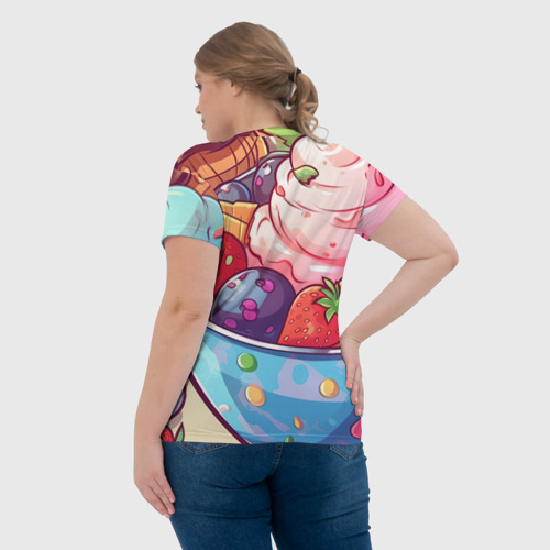 Женская футболка 3D с принтом Пушистый песик в  коктейле, вид сзади #2