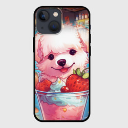 Чехол для iPhone 13 mini Милый белый щенок в коктейле
