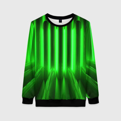 Женский свитшот 3D Зеленые неоновый световой фон