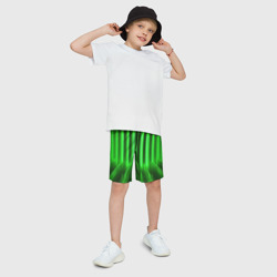 Детские спортивные шорты 3D Зеленые неоновый световой фон - фото 2