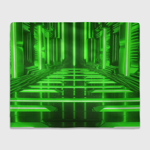 Плед 3D с принтом Зеленые световые объекты, вид спереди #2