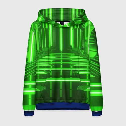Мужская толстовка 3D с принтом Зеленые световые объекты, вид спереди #2