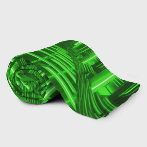 Плед 3D с принтом Зеленые световые объекты, фото на моделе #1