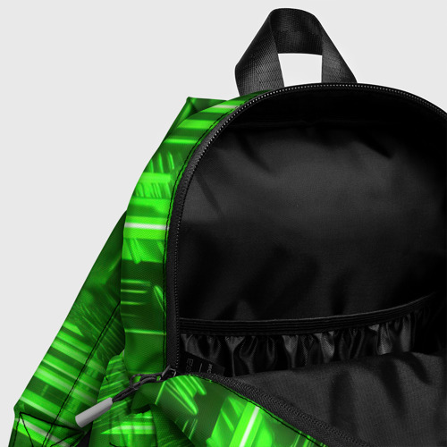 Детский рюкзак 3D с принтом Зеленые световые объекты, фото #4