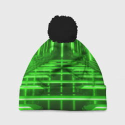 Шапка 3D c помпоном Зеленые световые объекты