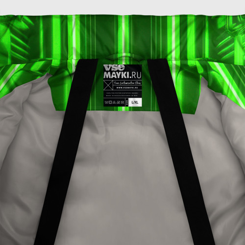 Мужская зимняя куртка 3D с принтом Зеленые световые объекты, фото #4