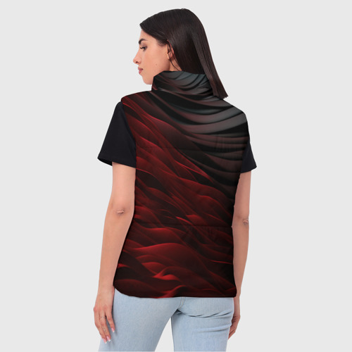Женский жилет утепленный 3D с принтом Темно-красная текстура, вид сзади #2