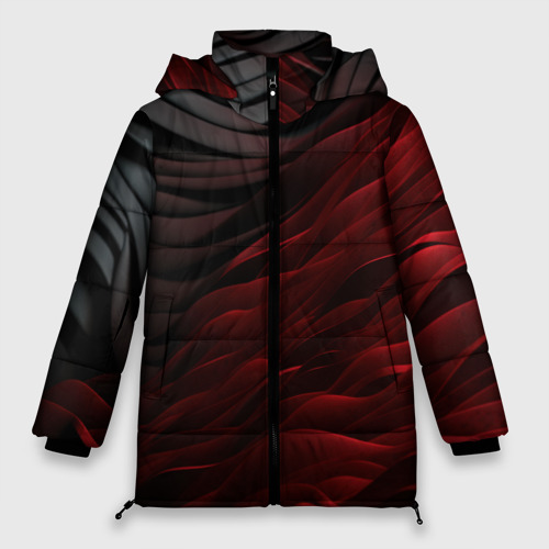 Женская зимняя куртка 3D с принтом Темно-красная текстура, вид спереди #2