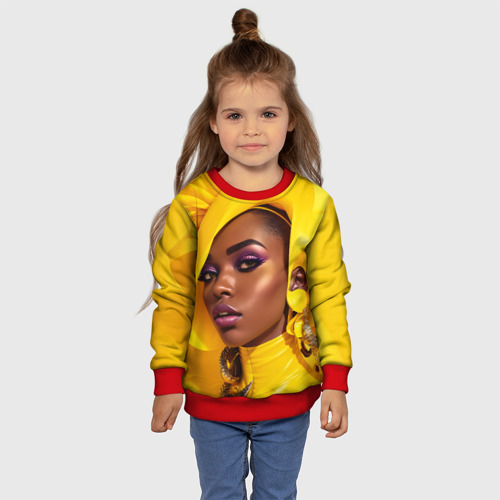 Детский свитшот 3D с принтом Девушка в жёлтом балахоне, фото #4