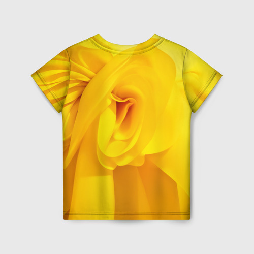 Детская футболка 3D с принтом Девушка в жёлтом балахоне, вид сзади #1