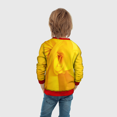 Детский свитшот 3D с принтом Девушка в жёлтом балахоне, вид сзади #2