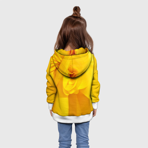 Детская толстовка 3D с принтом Девушка в жёлтом балахоне, вид сзади #2