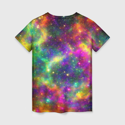 Женская футболка 3D Яркий неоновый космос, цвет 3D печать - фото 2