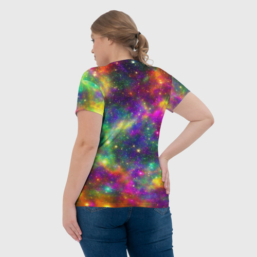 Женская футболка 3D Яркий неоновый космос, цвет 3D печать - фото 7