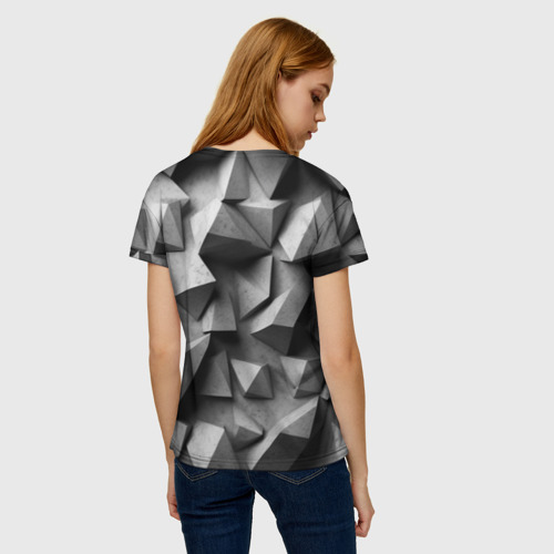 Женская футболка 3D с принтом Белокаменный паттерн, вид сзади #2