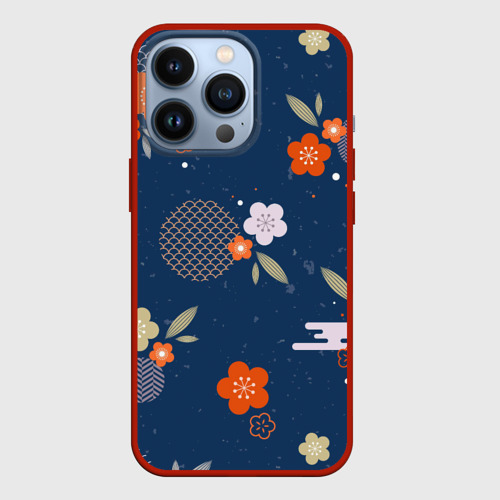 Чехол для iPhone 13 Pro с принтом Орнамент японского кимоно, вид спереди #2