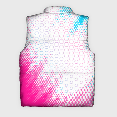 Мужской жилет утепленный 3D с принтом Suzuki neon gradient style: надпись, символ, вид сзади #1