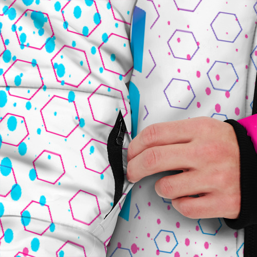 Мужская зимняя куртка 3D с принтом Suzuki neon gradient style: надпись, символ, вид сбоку #3