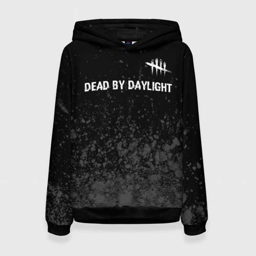Женская толстовка 3D с принтом Dead by Daylight glitch на темном фоне: символ сверху, вид спереди #2