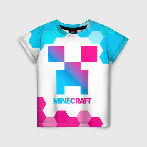 Детская футболка 3D Minecraft neon gradient style, цвет 3D печать