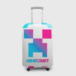 Чехол для чемодана 3D Minecraft neon gradient style