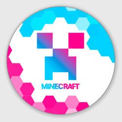 Круглый коврик для мышки Minecraft neon gradient style