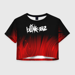 Женская футболка Crop-top 3D Blink 182 red plasma