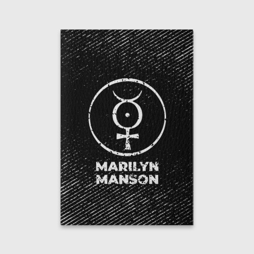 Обложка для паспорта матовая кожа Marilyn Manson с потертостями на темном фоне