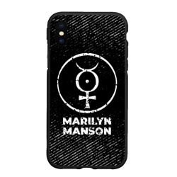 Чехол для iPhone XS Max матовый Marilyn Manson с потертостями на темном фоне