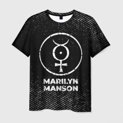 Мужская футболка 3D Marilyn Manson с потертостями на темном фоне