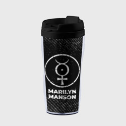 Термокружка-непроливайка Marilyn Manson с потертостями на темном фоне