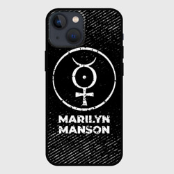 Чехол для iPhone 13 mini Marilyn Manson с потертостями на темном фоне